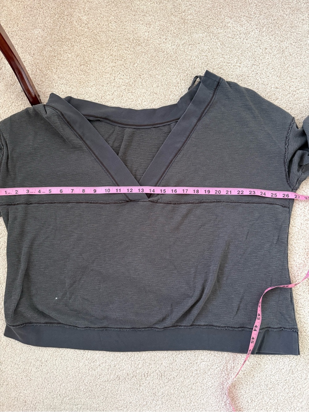 Free People Charcoal Gray Waffle-Knit Top - Picture 7 of 12